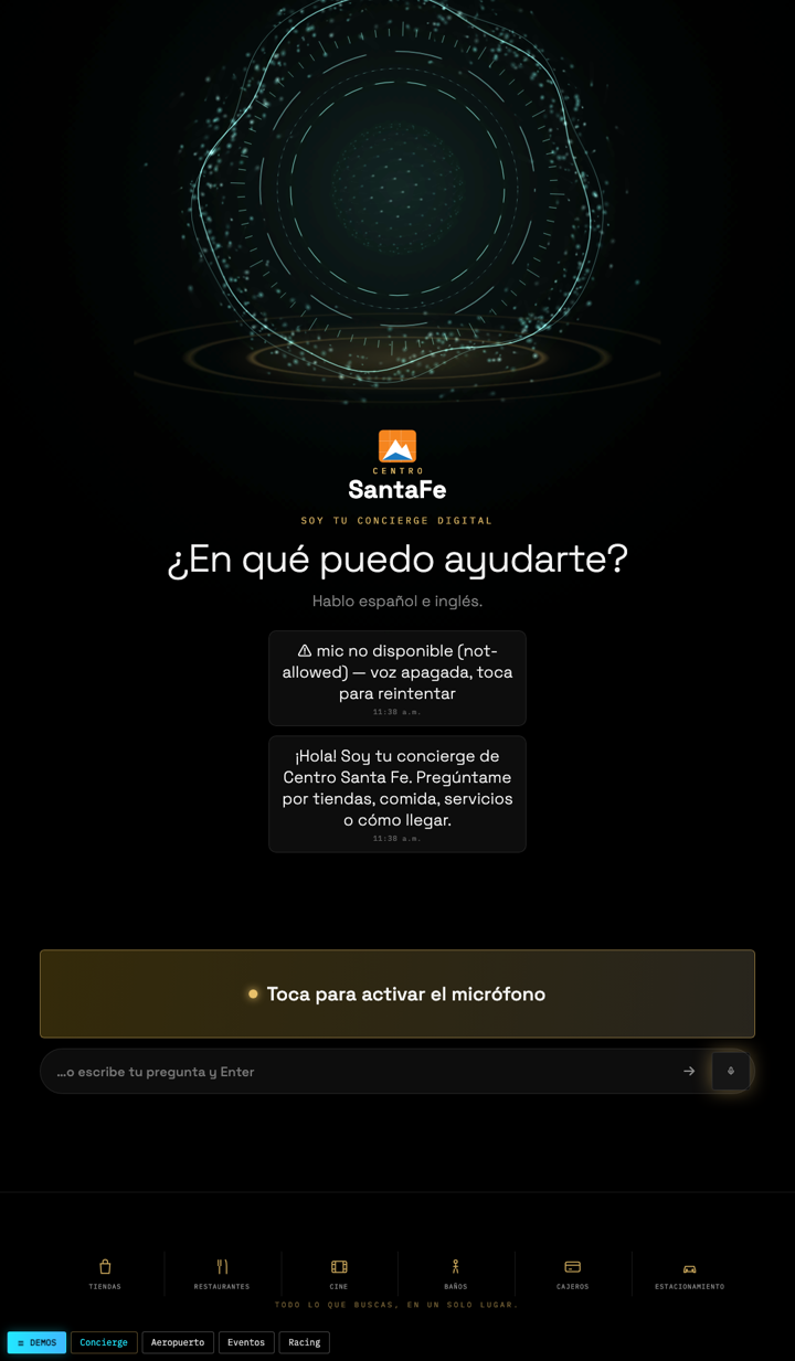 Demo Concierge — Centro Santa Fe
